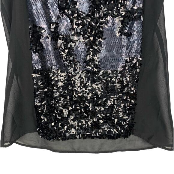 Daytrip Womens Black Sleeveless Sequin Top Size Small Bling Sheer Back Tank Top - Picture 6 of 11